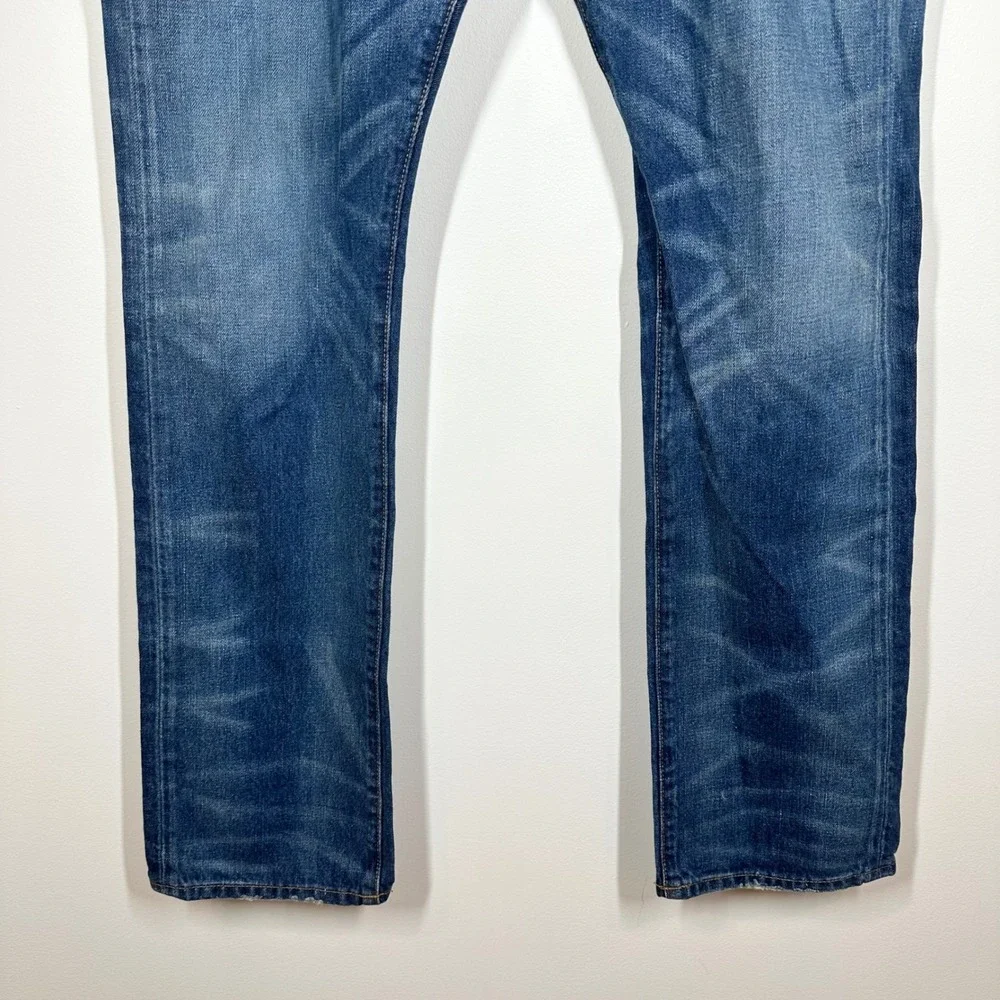 Polo Ralph Lauren Jeans Men 34x32 Blue Cotton Slim Straight Distressed Denim